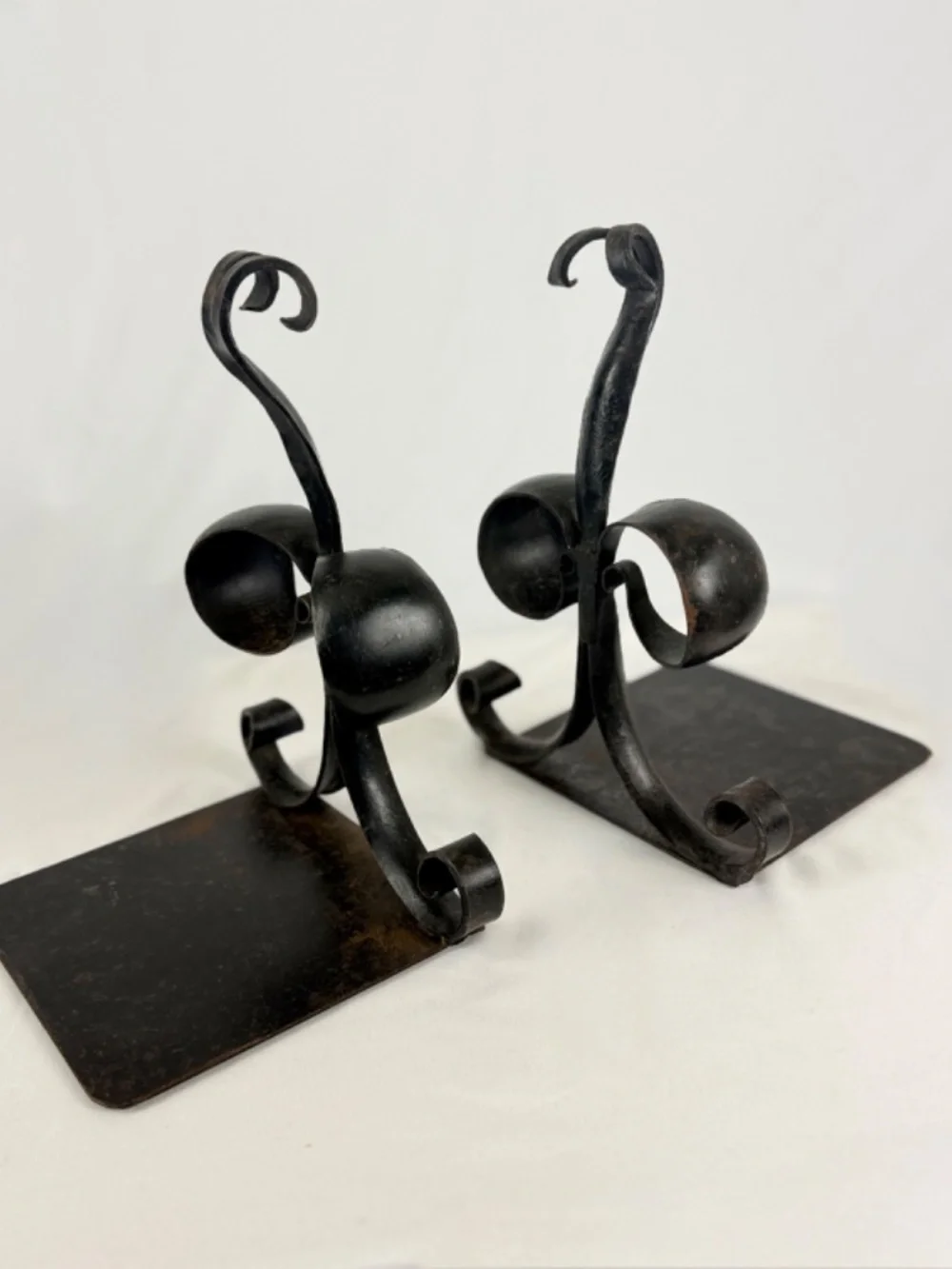 Antique Fleur De Lis Bookends for Large Volumes French Hand Forged Iron